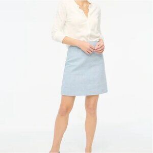 J.CREW Herringbone A-line Skirt Blue 12 Linen Cotton Blend Lined Zip Back bx934